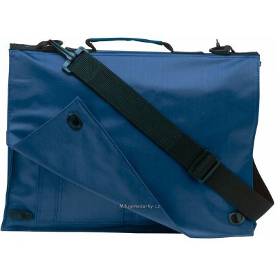 modrá nylonová taška na dokumenty přes rameno