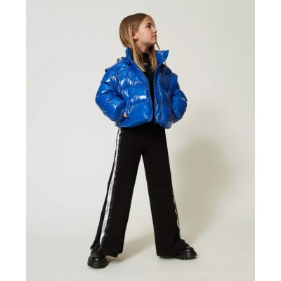 Twinset Girl kalhoty zvonové s rozparky a lampasy černé – Sleviste.cz