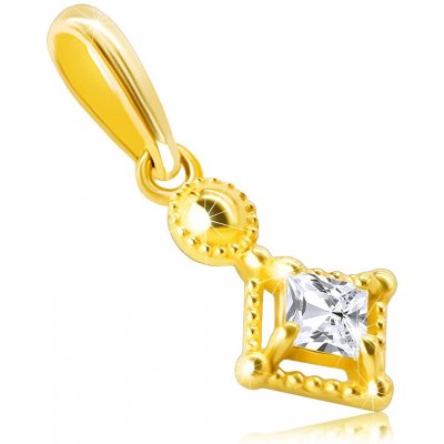 Šperky Eshop Přívěsek ze 14K zlata drobný třpytivý čtvercový zirkon v ozdobné objímce S1GG236.29 – Zbozi.Blesk.cz