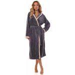 L&L Elegantní teplý dámský župan Tess dlouhý Tmavě šedá – Zboží Dáma