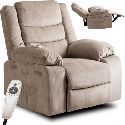 JAKS Masážní křeslo látka Jasper béžové – Sleviste.cz