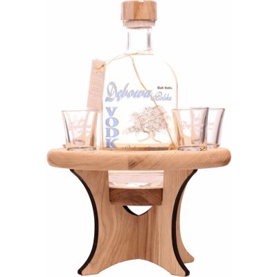 Debowa Oak Vodka Dubový stolček 40% 0,7 l (dárkové balení 4 sklenice)