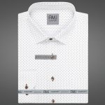 AMJ pánská bavlněná košile dlouhý rukáv slim fit VDSB1398 bílá s trojúhelníky – Zboží Dáma