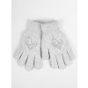 Dětské rukavice YO RED0201G rukavice teplé dvouvrstvé šedé se srdíčkem