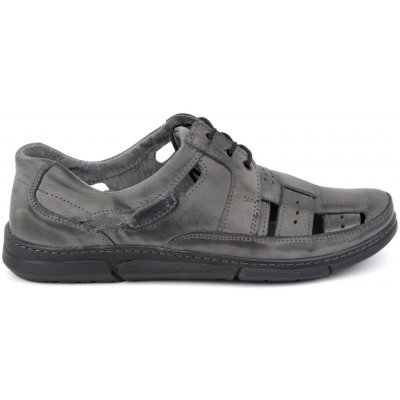 Pánské kožené šněrovací letní boty 600K šedé – Hledejceny.cz