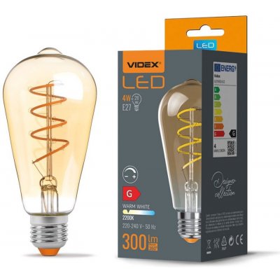 VIDEX LED žárovka filament AMBER E27 4W ST64 stmívatelná teplá bílá