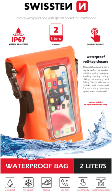 SWISSTEN Waterproof Apple iPhone a další zařízení - 2l - oranžové