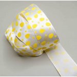 Saténová stuha se žlutými vajíčky - bílá - šířka 2,5 cm – Sleviste.cz