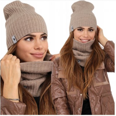 Fashionweek dámská čepice a šála cashmere touch S2204 Capuccino – Hledejceny.cz