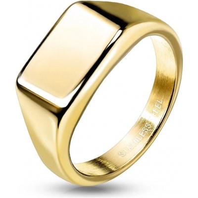 Šperky Eshop Prsten z nerezové oceli obdélník hladký povrch zlatá T16.14