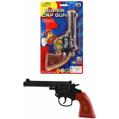 Teddies Revolver/pistole na kapsle 8 ran plast 20cm na kartě 15x25x3cm – Zbozi.Blesk.cz