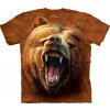 Pánské Tričko Pánské batikované triko The Mountain Tvář Řvoucího Medvěda hnědé