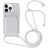 Pouzdro Appleking silikonové se šňůrkou a kapsou na karty iPhone 13 Pro - šedé