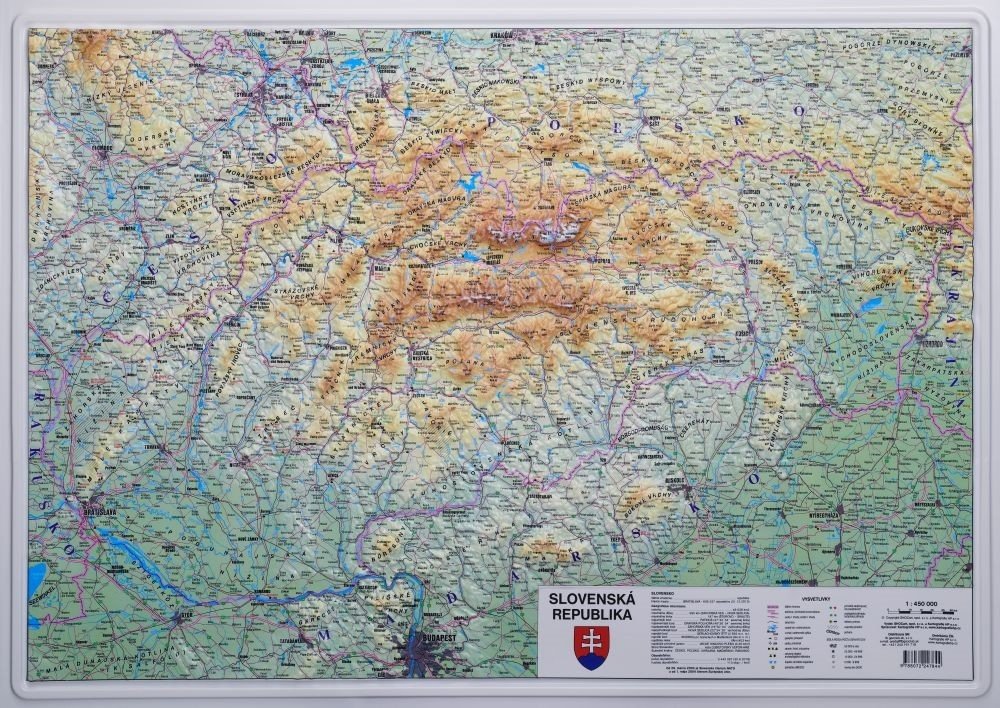 Kartografie HP Slovensko - nástěnná plastická mapa 100 x 70 cm Varianta:  plastická mapa, Provedení: bez rámu | Srovnanicen.cz