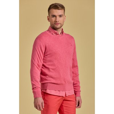 Gant pánský svetr Gant D2. Cotton Linen C-neck růžová – Zboží Mobilmania