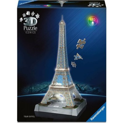 RAVENSBURGER 3D puzzle Iconics Svítící Eiffelova věž (Noční edice) 216 ks – Zboží Mobilmania
