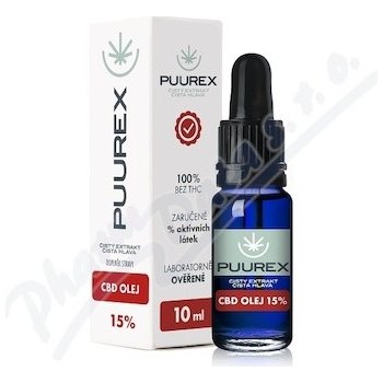 Puurex 15% CBD olej konopné kapky doplněk stravy 10 ml