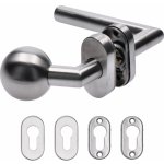 Nerezové kování s otočnou klikou PRAVÉ klika-koule se štítkem, brus – Zboží Mobilmania