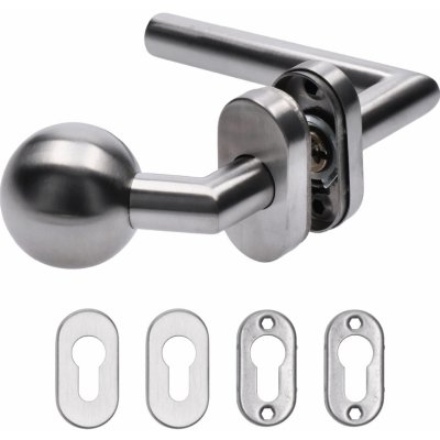 Nerezové kování s otočnou klikou PRAVÉ klika-koule se štítkem, brus – Zboží Mobilmania