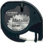 Dymo LetraTag 91208 S0721730 12mm x 4m černý tisk/stříbrný podklad originální páska metalická – Hledejceny.cz