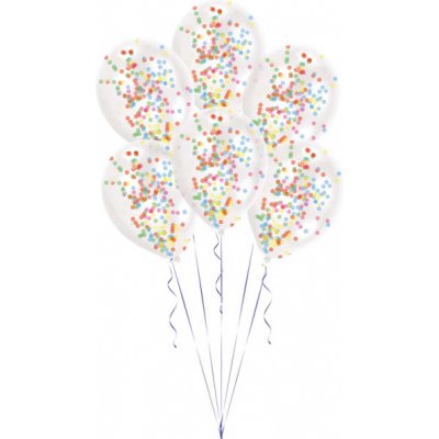 Amscan Balonky latex průhledné s barevnými konfetami 28 cm
