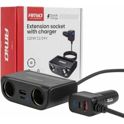 Amio 04837 Prodlužovací zásuvka s nabíječkou USB-C USB-A QC3.0 PD3.0 120W - | Zboží Auto