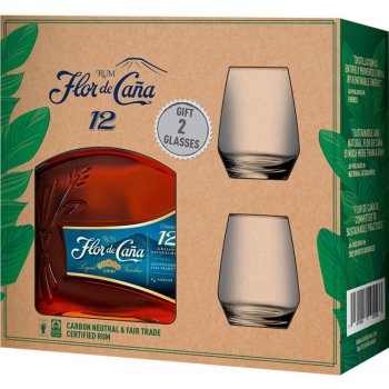Flor De Cana Centenario 12y 40% 0,7 l (dárkové balení 2 sklenice)