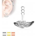 Šperky eshop Přívěsek na puzetovou náušnici nebo piercing úzký blýskavý list AB32.09 levý stříbrná – Zboží Dáma