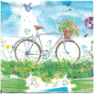Ubrousky na dekupáž Watercolour Bicycle 1 ks – Zboží Dáma