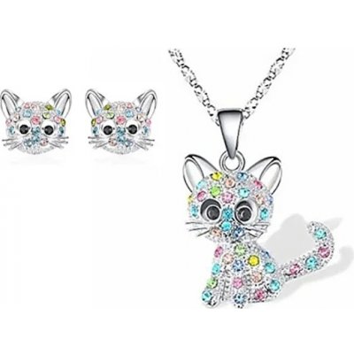 Lilley Jewelry Souprava náhrdelník náušnice Kočka s krystalky JS1334 – Hledejceny.cz