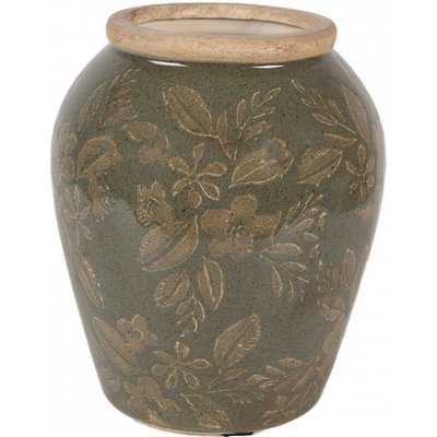 Zelená keramická váza s květy Timothée S - Ø 13*15 cm - Clayre & Eef – Hledejceny.cz