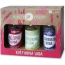 Purity Vision Květinová růžová voda s regeneračním účinkem 100 ml + jemná čisticí voda s heřmánkem 100 ml + zklidňující levandulová voda 100 ml dárková sada