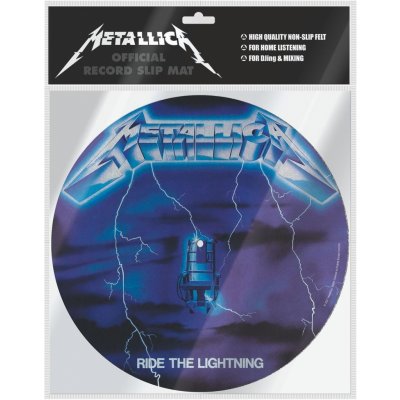 CurePink: | Podložka na talíř gramofonu Metallica: Ride To Lightning (průměr 30,5 cm) [GP85850]