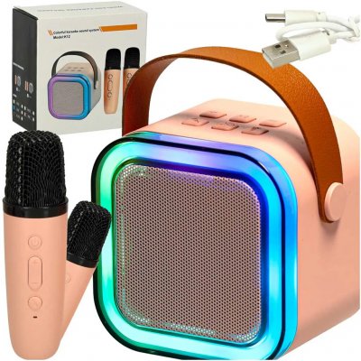 Karaoke set mikrofony 2x BT reproduktor růžový – Zboží Dáma