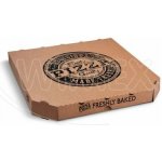 Krabice na pizzu (mikrovlnitá lepenka) E6 kraft s potiskem 33 x 33 x 3 cm [100 ks] – Zboží Mobilmania