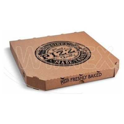 Krabice na pizzu (mikrovlnitá lepenka) E6 kraft s potiskem 33 x 33 x 3 cm [100 ks] – Zboží Mobilmania