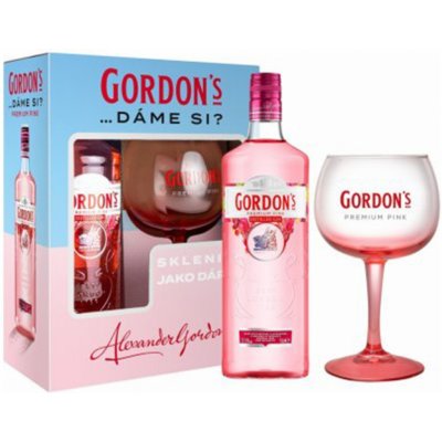 Gordons Pink Premium Gin 37,5% 0,7 l (dárkové balení 1 sklenice) – Zbozi.Blesk.cz