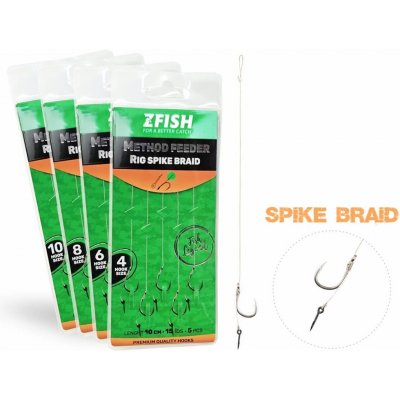 Zfish Návazec Method Feeder Rig Spike Braid 10 cm 5 ks velikost Háčku 4 – Hledejceny.cz