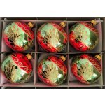 Skleněné vánoční ozdoby červeno zelené retro dekor Slezská tvorba – Zboží Dáma