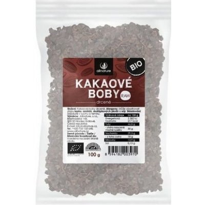 Allnature drcené kakaové boby Bio Raw 100 g – Hledejceny.cz