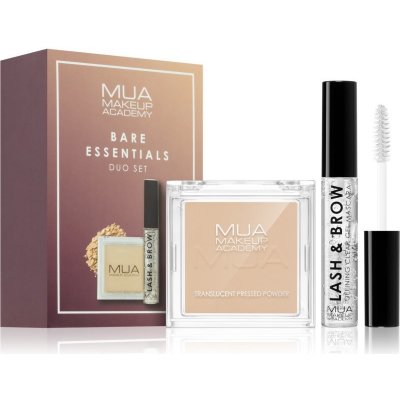 MUA Makeup Academy Duo Set Lash & Brow transparentní řasenka na řasy a obočí 9 ml + Translucent kompaktní pudr 5,7 g – Zbozi.Blesk.cz