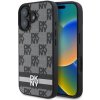 Pouzdro a kryt na mobilní telefon Apple DKNY Leather Checkered Pattern and Stripe pro iPhone 16 Black 3666339334109