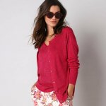 Svetr s dlouhými rukávy a metalickým vláknem malinová – Hledejceny.cz