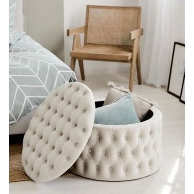 Hanah Home Pouffe Nilka Kapitone Pouffe - White – Zboží Mobilmania