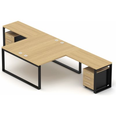 Nábytek Designový cz DEBZ31O Kancelářská sestava EPIC Z31 O pro dvě osoby dub černá – Zboží Dáma
