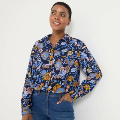 Košile na knoflíčky s potiskem květin modrá/kari – Zboží Mobilmania