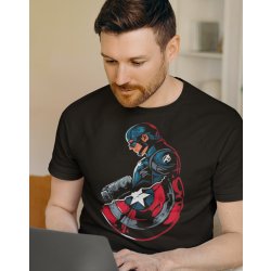 Bezvatriko cz Kapitán Amerika 2 Canvas pánské tričko s krátkým rukávem 0855 DTF DTG černá