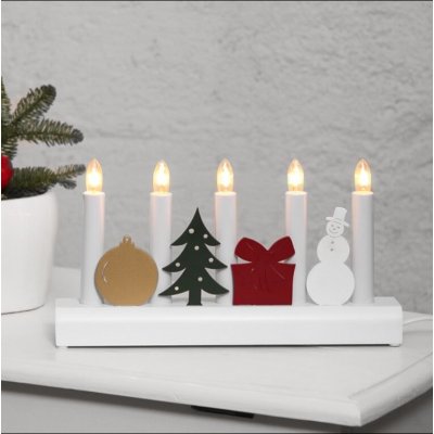 Dekorativní pětiramenný LED svícen s vánočními motivy JULIA 15W bílý Polar JULIA 271-31 – Zboží Mobilmania