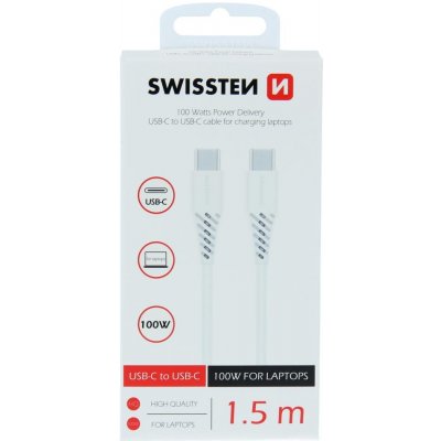 Swissten 71506520 TPE USB-C/USB-C 5A 100W 1,5 m, bílý – Hledejceny.cz