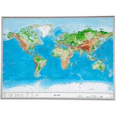 Georelief Svět - plastická mapa 80x60 cm Varianta: bez rámu, Provedení: plastická mapa – Zboží Mobilmania
